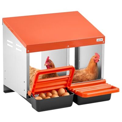 VEVOR Legenest 535x525x475 mm, 2 Fächer, Hühnernest aus Metall mit Fangschale & Lüftungslöchern, Geflügelnester, Abrollnest, ideal für Hennen, Enten, Hühner & anderes Geflügel, Orange VEVOR Legenest 535x525x475 mm, 2 Fächer, Hühnernest aus Metall mit Fangschale & Lüftungslöchern, Geflügelnester, Abrollnest, ideal für Hennen, Enten, Hühner & anderes Geflügel, Orange