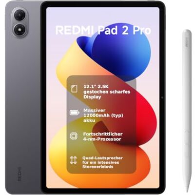 XIAOMI REDMI 2 Pro + Stift, 6+128GB, 12,1" 2,5K 120Hz Display, Riesiger 12.000mAh (typ) Akku, 4nm Prozessor, Nahtlose Konnektivität, Graphitgrau XIAOMI REDMI 2 Pro + Stift, 6+128GB, 12,1" 2,5K 120Hz Display, Riesiger 12.000mAh (typ) Akku, 4nm Prozessor, Nahtlose Konnektivität, Graphitgrau