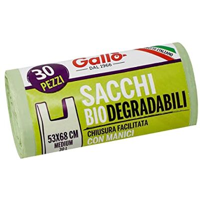 GALLO Biologisch abbaubarer und kompakter Taschenverschluss mit Griffen, 53 x 68 cm 30 l Medium GALLO Biologisch abbaubarer und kompakter Taschenverschluss mit Griffen, 53 x 68 cm 30 l Medium