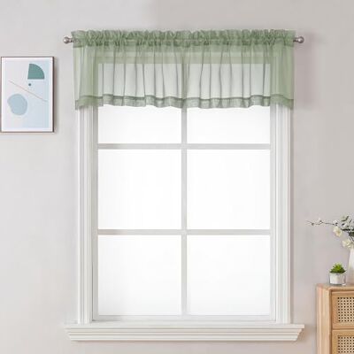 Chyhomenyc Durchsichtige Fenstervolant-Vorhänge, 106,7 x 35,6 cm, 2 Stück, lichtfilternde Volants, Fensterbehandlung, kleine Stangentaschen, Voile-Vorhänge für Wohnzimmer/Badezimmer/Keller, Salbeigrün Chyhomenyc Durchsichtige Fenstervolant-Vorhänge, 106,7 x 35,6 cm, 2 Stück, lichtfilternde Volants, Fensterbehandlung, kleine Stangentaschen, Voile-Vorhänge für Wohnzimmer/Badezimmer/Keller, Salbeigrün