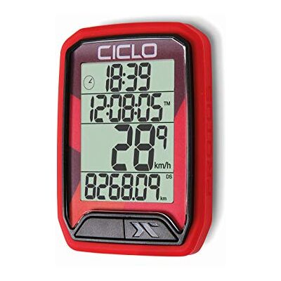 Ciclosport 113 verkabelter Fahrradcomputer, mit 13 Funktionen, in rot Ciclosport 113 verkabelter Fahrradcomputer, mit 13 Funktionen, in rot