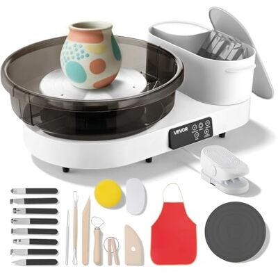 VEVOR Töpferscheibe Elektrisch 450 W, Töpferdrehmaschine 28 cm / 36 cm Drehteller, Töpfermaschine mit Fußpedal & 30–300 U/min Einstellbarer Drehzahl & Aluminiumgehäuse, für Anfänger DIY-Tonkunst VEVOR Töpferscheibe Elektrisch 450 W, Töpferdrehmaschine 28 cm / 36 cm Drehteller, Töpfermaschine mit Fußpedal & 30–300 U/min Einstellbarer Drehzahl & Aluminiumgehäuse, für Anfänger DIY-Tonkunst