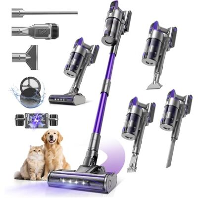 Redkey X18 Akku Staubsauger 60KPa/650W/80Mins, 8-in-1 Anti-Tangle Staubsauger Kabellos mit Display, LED-Bürste, Intelligenter Automatikmodus, für Tierhaare/Teppiche/Hartböden/Auto Redkey X18 Akku Staubsauger 60KPa/650W/80Mins, 8-in-1 Anti-Tangle Staubsauger Kabellos mit Display, LED-Bürste, Intelligenter Automatikmodus, für Tierhaare/Teppiche/Hartböden/Auto