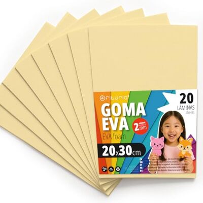 OFITURIA Moosgummi für Bastelarbeiten und Schulprojekte, Farbiges Schaumstoff ideal für DIY, Dekoration, Scrapbooking und kreative Projekte 20x30cm (Creme, 20 Stk) OFITURIA Moosgummi für Bastelarbeiten und Schulprojekte, Farbiges Schaumstoff ideal für DIY, Dekoration, Scrapbooking und kreative Projekte 20x30cm (Creme, 20 Stk)
