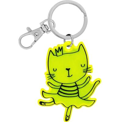 GRUSS & CO Reflektor neon Motiv "Katze" Anhänger mit Schlüsselring, Karabiner, Schlüsselanhänger Geschenk, Schulstart 1 70147 GRUSS & CO Reflektor neon Motiv "Katze" Anhänger mit Schlüsselring, Karabiner, Schlüsselanhänger Geschenk, Schulstart 1 70147
