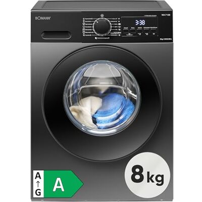 Bomann ® Waschmaschine 8kg 5 Jahre Motor-Garantie Invertermotor-effizient, leise & langlebig max. 1400 U/min 15 Programme Dampffunktion LED-Display Washing Machine WA 7188 titan-schwarz Bomann ® Waschmaschine 8kg 5 Jahre Motor-Garantie Invertermotor-effizient, leise & langlebig max. 1400 U/min 15 Programme Dampffunktion LED-Display Washing Machine WA 7188 titan-schwarz