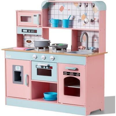 VEVOR Kinderküchen, Spielküche mit Lichtern und Geräuschen, Kleinkinderküche mit Eismaschine, Ofen, Spüle, Mikrowelle, Kühlschrank und Utensilien- und Obstzubehör für Kleinkinder ab 3 Jahren, Pink VEVOR Kinderküchen, Spielküche mit Lichtern und Geräuschen, Kleinkinderküche mit Eismaschine, Ofen, Spüle, Mikrowelle, Kühlschrank und Utensilien- und Obstzubehör für Kleinkinder ab 3 Jahren, Pink