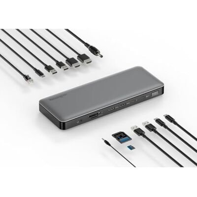 Kensington AD2010T4 Thunderbolt 4 Dockingstation, Dual Monitor 8K/4K, Micro SD Kartenleser, 96W Ausgangsleistung, 2 x HDMI, Ethernet, USB-C 3.2 & 4 x USB-A Ports (K34111EU) Kensington AD2010T4 Thunderbolt 4 Dockingstation, Dual Monitor 8K/4K, Micro SD Kartenleser, 96W Ausgangsleistung, 2 x HDMI, Ethernet, USB-C 3.2 & 4 x USB-A Ports (K34111EU)
