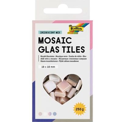 folia 5629 Mosaic Glas Tiles IRIDESCENT MIX, 300 Stück mit 10 x 10 mm, ca. 250 g Mosaiksteine in 4 irisierend-schillernden Farben, zum Basteln, Verzieren und Dekorieren folia 5629 Mosaic Glas Tiles IRIDESCENT MIX, 300 Stück mit 10 x 10 mm, ca. 250 g Mosaiksteine in 4 irisierend-schillernden Farben, zum Basteln, Verzieren und Dekorieren