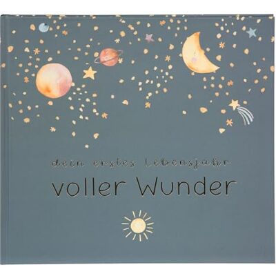goldbuch 50 497 Babytagebuch Voller Wunder Weltraum Blau, Erinnerungsalbum mit 100 illustrierten Seiten, Einband mit Goldprägung und einem Nachthimmel als Motiv, Babyalbum ca. 24,5 x 22,5 x 3,5 cm goldbuch 50 497 Babytagebuch Voller Wunder Weltraum Blau, Erinnerungsalbum mit 100 illustrierten Seiten, Einband mit Goldprägung und einem Nachthimmel als Motiv, Babyalbum ca. 24,5 x 22,5 x 3,5 cm