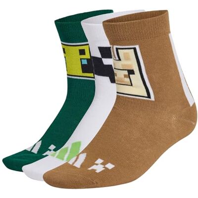 Adidas Unisex Kinder MINECRAFT YOUTH 3 PAIRS PER PACK SOCKS, carbon/brown desert/collegiate green, 37-40 Adidas Unisex Kinder MINECRAFT YOUTH 3 PAIRS PER PACK SOCKS, carbon/brown desert/collegiate green, 37-40