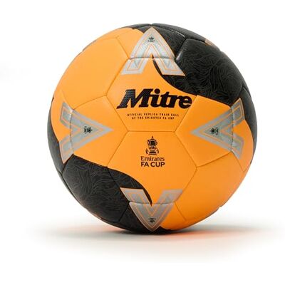 Mitre Adult Unisex FA Cup Train 2526 Fußballl, Orange/Schwarz/Rot, 5 Mitre Adult Unisex FA Cup Train 2526 Fußballl, Orange/Schwarz/Rot, 5