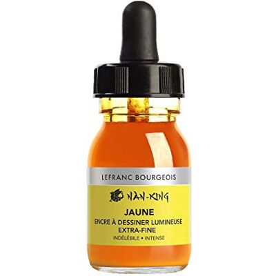 Lefranc Bourgeois 301275 Nan King Kalligrafie und Zeichentusche, pigmentierte Tusche, hohe Farbbrillanz, Leuchtkraft für feinste Zeichnungen, Kalligrafie & Skizzen, 30ml Flasche Gelb Lefranc Bourgeois 301275 Nan King Kalligrafie und Zeichentusche, pigmentierte Tusche, hohe Farbbrillanz, Leuchtkraft für feinste Zeichnungen, Kalligrafie & Skizzen, 30ml Flasche Gelb