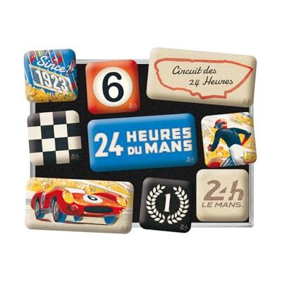 ART Retro Kühlschrank-Magnete, 9 Stück, 24h Le Mans – Racing – Geschenk-Idee für Motor-Fans, Original Lizenzprodukt (OLP), Magnetset für Magnettafel, Vintage Design ART Retro Kühlschrank-Magnete, 9 Stück, 24h Le Mans – Racing – Geschenk-Idee für Motor-Fans, Original Lizenzprodukt (OLP), Magnetset für Magnettafel, Vintage Design