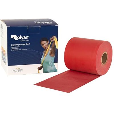 Rolyan Energising Exercise Bands, High-Quality Exercise Bands in Various Lengths and Progressive Resistance Levels for Enhanced Strength, Range of Motion, and Coordination, Red, Medium, 46m Rolyan Energising Exercise Bands, High-Quality Exercise Bands in Various Lengths and Progressive Resistance Levels for Enhanced Strength, Range of Motion, and Coordination, Red, Medium, 46m