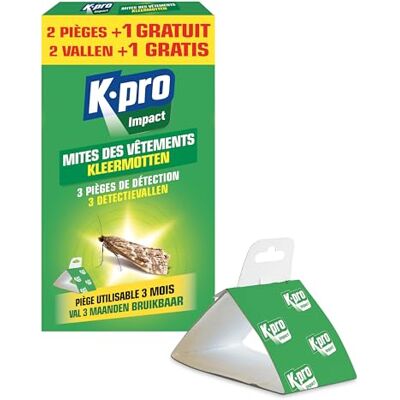 K.PRO Mottenfalle für Kleiderschrank – Geruchlos – Wirksam bis zu 3 Monate – Erkennt Kleidermottenbefall – 2 Fallen + 1 Gratis – Professionelle Technik K.PRO Mottenfalle für Kleiderschrank – Geruchlos – Wirksam bis zu 3 Monate – Erkennt Kleidermottenbefall – 2 Fallen + 1 Gratis – Professionelle Technik