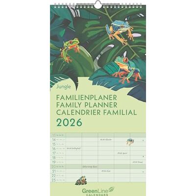 N NEUMANNVERLAGE GreenLine Jungle 2026 – Familienplaner 22x45 cm, nachhaltiger Wandkalender mit 5 Spalten, exotischen Illustrationen & 3-sprachigem Kalendarium für Familien N NEUMANNVERLAGE GreenLine Jungle 2026 – Familienplaner 22x45 cm, nachhaltiger Wandkalender mit 5 Spalten, exotischen Illustrationen & 3-sprachigem Kalendarium für Familien