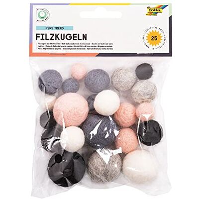 folia 5280 Filzkugeln Pure Trend, 25 Kugeln aus 100 % Merinowolle, sortiert in 5 verschiedenen Farben und 3 Größen, ideal für Mobiles, Girlanden, uvm. folia 5280 Filzkugeln Pure Trend, 25 Kugeln aus 100 % Merinowolle, sortiert in 5 verschiedenen Farben und 3 Größen, ideal für Mobiles, Girlanden, uvm.