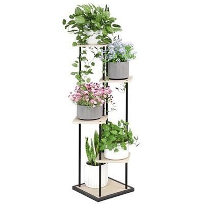 Ribelli 5 Etagen Pflanzenständer, Blumenständer 106 cm, Blumentreppe Blumenregal Pflanzentreppe aus Holz und Metall, Deko für Balkon Garten Wohnzimmer Büro, Holzfarben Ribelli 5 Etagen Pflanzenständer, Blumenständer 106 cm, Blumentreppe Blumenregal Pflanzentreppe aus Holz und Metall, Deko für Balkon Garten Wohnzimmer Büro, Holzfarben