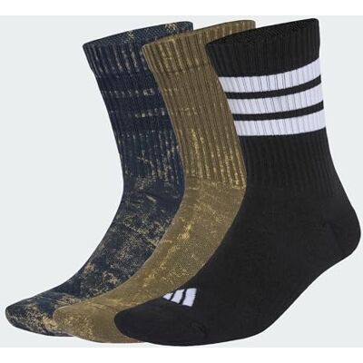 Adidas Unisex 3 STRIPES CUSHIONED CREW STONE WASH 3 PAIR PACK, aurora ink/olive strata/black/white, 40-42 Adidas Unisex 3 STRIPES CUSHIONED CREW STONE WASH 3 PAIR PACK, aurora ink/olive strata/black/white, 40-42