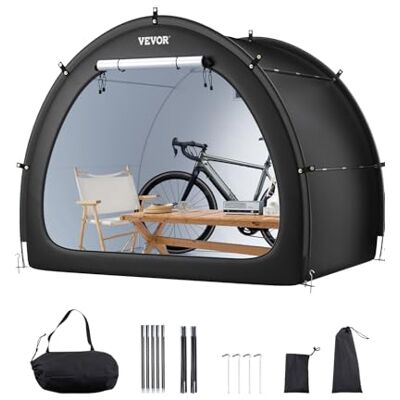 VEVOR Fahrradzelt, 4 bis 5 Fahrräder, geräumige Fahhrradgarage mit belüftetem Fenster, fächerförmige Fahrradschuppe mit hochfestem Fiberglas & Doppelreißverschlüssen, 2190x1550x1730 mm VEVOR Fahrradzelt, 4 bis 5 Fahrräder, geräumige Fahhrradgarage mit belüftetem Fenster, fächerförmige Fahrradschuppe mit hochfestem Fiberglas & Doppelreißverschlüssen, 2190x1550x1730 mm