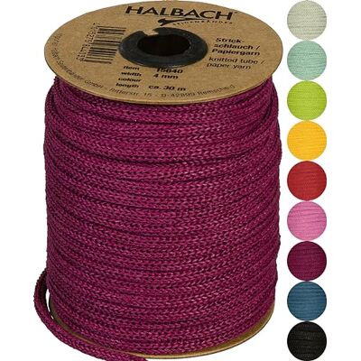 Halbach Seidenbänder Premium Papier Strickschlauch Breite: 4mm Länge: 30m Schlauchgarn befüllbar und reißfest, Papiergarn für Namensschilder Kinderzimmer oder zum basteln, Farbe: berry Halbach Seidenbänder Premium Papier Strickschlauch Breite: 4mm Länge: 30m Schlauchgarn befüllbar und reißfest, Papiergarn für Namensschilder Kinderzimmer oder zum basteln, Farbe: berry