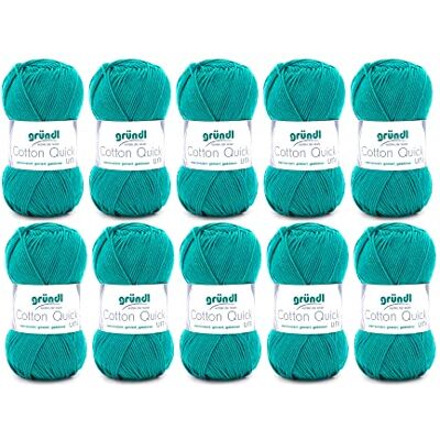 Gründl Wolle Cotton Quick uni dünne Wolle zum Häkeln Strickgarn Häkelgarn Glänzend und hautfreundlich 100% Baumwolle 10 Knäuel 50 g / 125 m Nadelstärke 3-4 Smaragdgrün Gründl Wolle Cotton Quick uni dünne Wolle zum Häkeln Strickgarn Häkelgarn Glänzend und hautfreundlich 100% Baumwolle 10 Knäuel 50 g / 125 m Nadelstärke 3-4 Smaragdgrün
