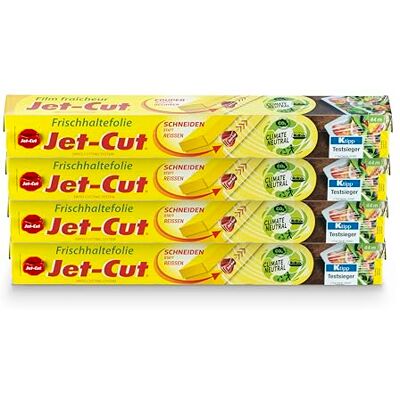Jet-Cut Frischhaltefolie zum Schneiden, Consumer 30cm x 44 m, transparent, Vorratspackung 4 Stück im Set Jet-Cut Frischhaltefolie zum Schneiden, Consumer 30cm x 44 m, transparent, Vorratspackung 4 Stück im Set
