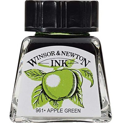 Winsor & Newton 1005011 Drawing Inks Zeichentusche für Kalligraphen, Illustratoren, Grafikern, Künstler wasserbeständige Farben, herrvorragender Transparenz, 14ml Flasche Apfelgrün Winsor & Newton 1005011 Drawing Inks Zeichentusche für Kalligraphen, Illustratoren, Grafikern, Künstler wasserbeständige Farben, herrvorragender Transparenz, 14ml Flasche Apfelgrün