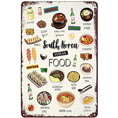 SREELEATHERS Vintage-Metallschilder, Südkorea-Poster, koreanisches Seoul-Essen, Kunstwerk, Blechschild, Wandkunst, Dekorschild für Zuhause, Wohnzimmer, Küche, Esszimmer, Restaurant, 30,5 x 20,3 cm SREELEATHERS Vintage-Metallschilder, Südkorea-Poster, koreanisches Seoul-Essen, Kunstwerk, Blechschild, Wandkunst, Dekorschild für Zuhause, Wohnzimmer, Küche, Esszimmer, Restaurant, 30,5 x 20,3 cm