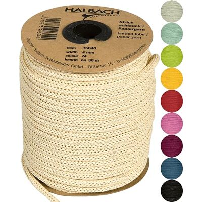 Halbach Seidenbänder Premium Papier Strickschlauch Breite: 4mm Länge: 30m Schlauchgarn befüllbar und reißfest, Papiergarn für Namensschilder Kinderzimmer oder zum basteln, Farbe: strohgelb Halbach Seidenbänder Premium Papier Strickschlauch Breite: 4mm Länge: 30m Schlauchgarn befüllbar und reißfest, Papiergarn für Namensschilder Kinderzimmer oder zum basteln, Farbe: strohgelb