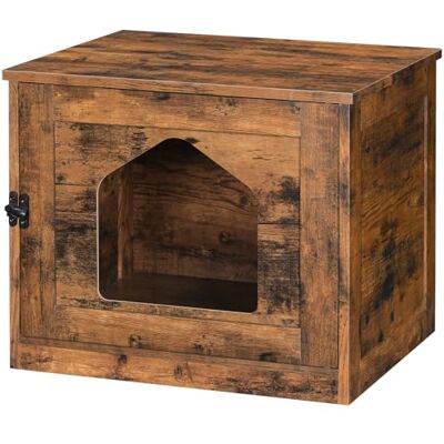 HOOBRO Katzenhaus, Katzenklo Schrank, Katzenschrank für Katzentoilette, Katzenhaus mit Einzeltür, Katzenhöhle, großer Stauraum, Vintagebraun EBF01MW01G1 HOOBRO Katzenhaus, Katzenklo Schrank, Katzenschrank für Katzentoilette, Katzenhaus mit Einzeltür, Katzenhöhle, großer Stauraum, Vintagebraun EBF01MW01G1