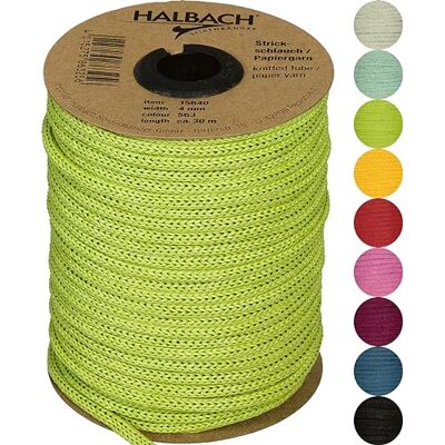 Halbach Seidenbänder Premium Papier Strickschlauch Breite: 4mm Länge: 30m Schlauchgarn befüllbar und reißfest, Papiergarn für Namensschilder Kinderzimmer oder zum basteln, Farbe: hellgrün Halbach Seidenbänder Premium Papier Strickschlauch Breite: 4mm Länge: 30m Schlauchgarn befüllbar und reißfest, Papiergarn für Namensschilder Kinderzimmer oder zum basteln, Farbe: hellgrün