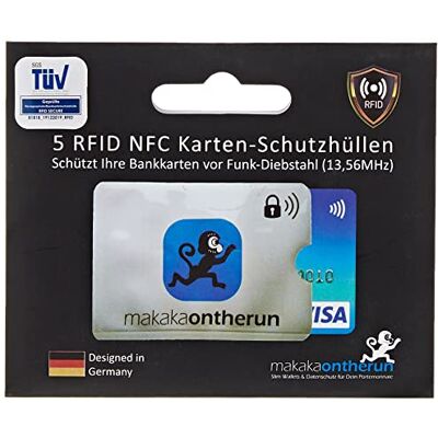 MakakaOnTheRun Erwachsene Schutzhülle RFID NFC Schutzhüllen für Bankkarten (5er Set), Schwarz, MOTR-Sleeves5 MakakaOnTheRun Erwachsene Schutzhülle RFID NFC Schutzhüllen für Bankkarten (5er Set), Schwarz, MOTR-Sleeves5