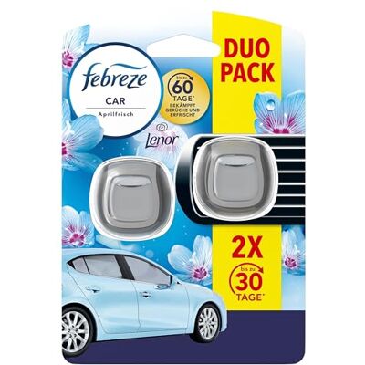 Febreze Auto Lufterfrischer 4ml, Auto-Clip-Nachfüller mit Duft Aprilfrisch Bekämpft Gerüche im Auto, 2 Einheiten Febreze Auto Lufterfrischer 4ml, Auto-Clip-Nachfüller mit Duft Aprilfrisch Bekämpft Gerüche im Auto, 2 Einheiten