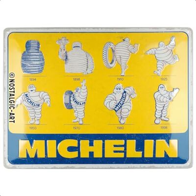 ART Retro Blechschild, 30 x 40 cm, Michelin – Logo Evolution – Geschenk-Idee für Motor-Fans, Original Lizenzprodukt (OLP), aus Metall, Vintage Design, Blechschilder Sprüche, Reifen-Deko ART Retro Blechschild, 30 x 40 cm, Michelin – Logo Evolution – Geschenk-Idee für Motor-Fans, Original Lizenzprodukt (OLP), aus Metall, Vintage Design, Blechschilder Sprüche, Reifen-Deko