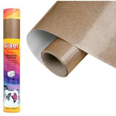 SISER EasyPSV Glitter Thermotransfer Vinyl Glitter Gold 150 x 30 cm, zur Personalisierung von Gegenständen und harten Oberflächen, für Schneideplottern SISER EasyPSV Glitter Thermotransfer Vinyl Glitter Gold 150 x 30 cm, zur Personalisierung von Gegenständen und harten Oberflächen, für Schneideplottern