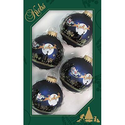 Dekohelden24 Lauschaer Christbaumschmuck 4er Set Kugeln in Blau Matte mit Weihnachtsszene, 7 cm, mit goldenem Krönchen Dekohelden24 Lauschaer Christbaumschmuck 4er Set Kugeln in Blau Matte mit Weihnachtsszene, 7 cm, mit goldenem Krönchen