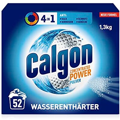 Calgon 4-in-1 Power Pulver – Wasserenthärter gegen Kalkablagerungen, Schmutz und Korrosion in der Waschmaschine – Beugt unangenehmen Gerüchen vor – 1 x 1,3 kg Calgon 4-in-1 Power Pulver – Wasserenthärter gegen Kalkablagerungen, Schmutz und Korrosion in der Waschmaschine – Beugt unangenehmen Gerüchen vor – 1 x 1,3 kg