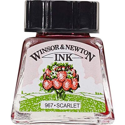 Winsor & Newton 1005601 Drawing Inks Zeichentusche für Kalligraphen, Illustratoren, Grafikern, Künstler wasserbeständige Farben, herrvorragender Transparenz, 14ml Flasche Scharlach Winsor & Newton 1005601 Drawing Inks Zeichentusche für Kalligraphen, Illustratoren, Grafikern, Künstler wasserbeständige Farben, herrvorragender Transparenz, 14ml Flasche Scharlach