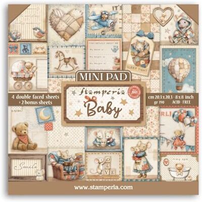 Stamperia Mini Pad for Scrapbooks, Albums, Cards, Bullet Journals and More, Acid Free, Double-Sided, Perfect for Hobbies, Crafts, and Gifting (6 Sheets) (Baby) (20.3 x 20.3cm) Stamperia Mini Pad for Scrapbooks, Albums, Cards, Bullet Journals and More, Acid Free, Double-Sided, Perfect for Hobbies, Crafts, and Gifting (6 Sheets) (Baby) (20.3 x 20.3cm)