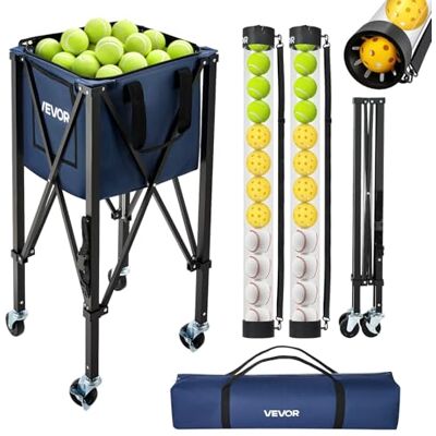 VEVOR Tennisballwagen Faltbar, Tennisballkorb für 150 Tennisbälle oder 260 Pickleballs, Ballwagen mit Rahmen aus Aluminiumlegierung Tragetasche & Sammelrohr, Ballkorb mit Rollen für Training, Schwarz VEVOR Tennisballwagen Faltbar, Tennisballkorb für 150 Tennisbälle oder 260 Pickleballs, Ballwagen mit Rahmen aus Aluminiumlegierung Tragetasche & Sammelrohr, Ballkorb mit Rollen für Training, Schwarz