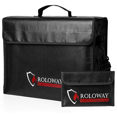 ROLOWAY Große (43,2 x 30,5 x 14,7 cm) feuerfeste Tasche, feuerfeste Dokumententaschen, feuerfeste Geldtasche, wasserdicht, für Aufbewahrung von Dokumenten und Wertsachen ROLOWAY Große (43,2 x 30,5 x 14,7 cm) feuerfeste Tasche, feuerfeste Dokumententaschen, feuerfeste Geldtasche, wasserdicht, für Aufbewahrung von Dokumenten und Wertsachen