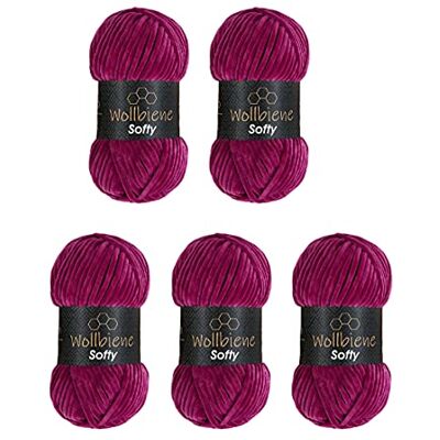 Wollbiene Softy 5 x 100 Gramm chenille wolle zum häkeln Strickwolle, Babywolle, 500 Gramm Chenille Wolle Super Bulky crochet yarn (beere 85) Wollbiene Softy 5 x 100 Gramm chenille wolle zum häkeln Strickwolle, Babywolle, 500 Gramm Chenille Wolle Super Bulky crochet yarn (beere 85)