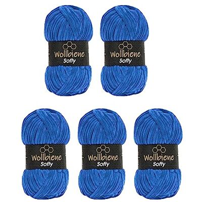 Wollbiene Softy 5 x 100 Gramm chenille wolle zum häkeln Strickwolle, Babywolle, 500 Gramm Chenille Wolle Super Bulky crochet yarn (cerulean blau 38) Wollbiene Softy 5 x 100 Gramm chenille wolle zum häkeln Strickwolle, Babywolle, 500 Gramm Chenille Wolle Super Bulky crochet yarn (cerulean blau 38)