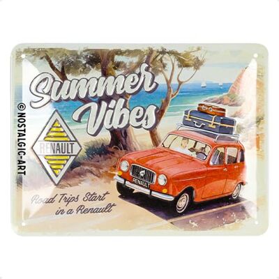 ART Retro Blechschild, 15 x 20 cm, Renault – Summer Vibes – Geschenk-Idee für Renault-Zubehör Fans, Original Lizenzprodukt (OLP), aus Metall, Vintage Design, Blechschilder Sprüche ART Retro Blechschild, 15 x 20 cm, Renault – Summer Vibes – Geschenk-Idee für Renault-Zubehör Fans, Original Lizenzprodukt (OLP), aus Metall, Vintage Design, Blechschilder Sprüche