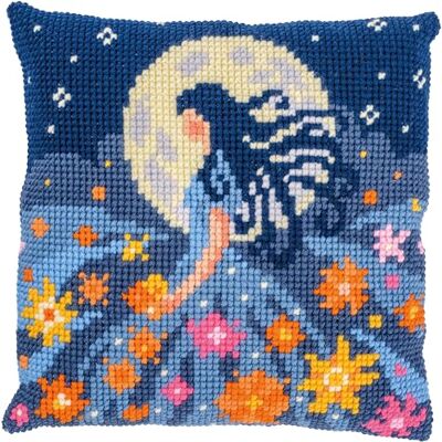 Vervaco Kreuzstichkissen Mädchen und der Mond, Stickbild gedruckt, 40x40cm Vervaco Kreuzstichkissen Mädchen und der Mond, Stickbild gedruckt, 40x40cm
