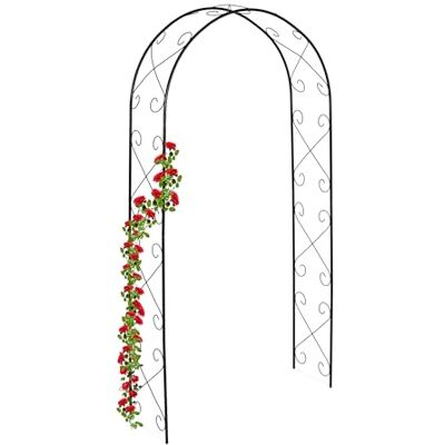 Relaxdays Rosenbogen, Metall, HxBxT: 230 x 120 x 39 cm, Torbogen Garten, stabiler Rankbogen für Kletterpflanzen, schwarz Relaxdays Rosenbogen, Metall, HxBxT: 230 x 120 x 39 cm, Torbogen Garten, stabiler Rankbogen für Kletterpflanzen, schwarz