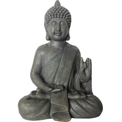 Relaxdays Buddha Figur sitzend, 52 cm, Gartenfigur, Vintage Dekofigur Wohnzimmer, wetterfest, frostsicher, anthrazit Relaxdays Buddha Figur sitzend, 52 cm, Gartenfigur, Vintage Dekofigur Wohnzimmer, wetterfest, frostsicher, anthrazit