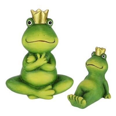 Flair Flower Deko Garten Figur Froschkönig 2er Set 9+18 cm Frosch Terrakotta Grün mit Gold-Krone Dekofigur Märchenfrosch Gartendeko Tierfigur für Frühling Sommer Herbst Garten Deko Statue Gartenfigur, Mit Krone Flair Flower Deko Garten Figur Froschkönig 2er Set 9+18 cm Frosch Terrakotta Grün mit Gold-Krone Dekofigur Märchenfrosch Gartendeko Tierfigur für Frühling Sommer Herbst Garten Deko Statue Gartenfigur, Mit Krone